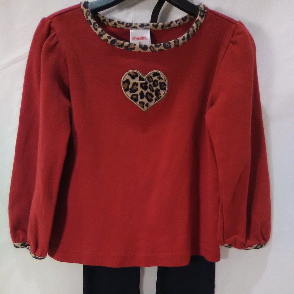 Gymboree  Long Sleeve Top Color Red / Leopard Color Heart Size 3T